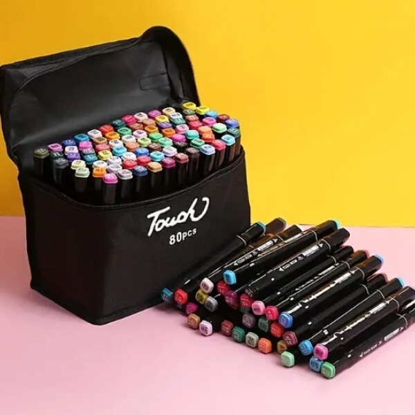 Set De Marcadores Drypens x80 Doble Punta Con Estuche Set De Marcadores Drypens x80 Doble Punta Con Estuche