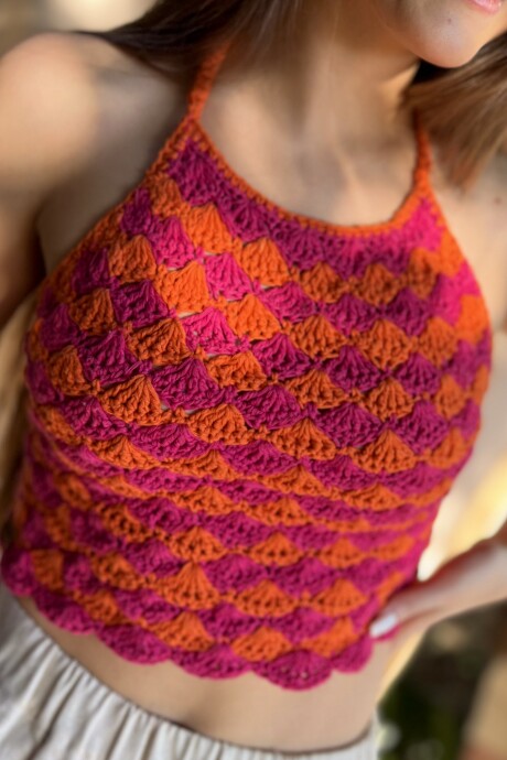 Top Anglico Fucsia y naranja