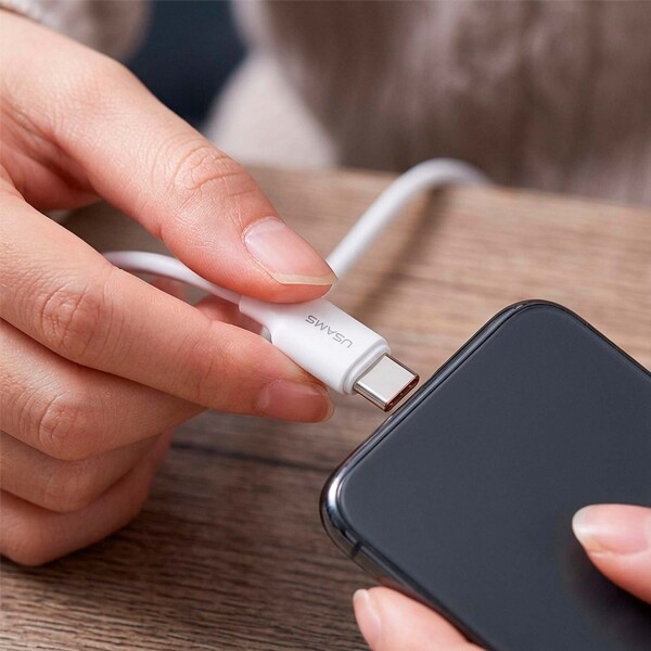 Cable De Datos Usams Tipo Usb C A Lightning 2m 30w 480mbps Blanco