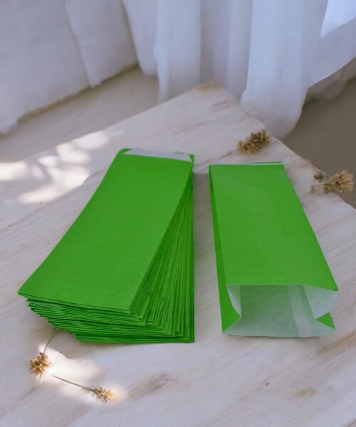 Pack x 100 - sobres papel sin base con fuelle 9x5x25 cm VERDE