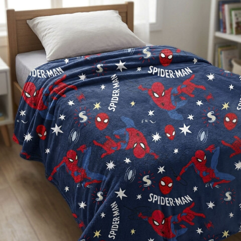 Frazada Coral Infantil 1 Plaza 150 x 200 cm SPIDERMAN AZUL