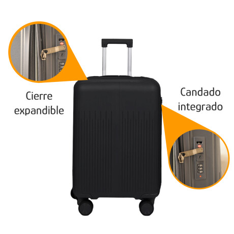 Valija Grande Rígida Cierre Expandible Candado Ruedas 360° Negro