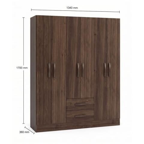 Ropero Placard 6 Puertas 2 Cajones Moderno Ancho 134 cm - Tabaco Ropero Placard 6 Puertas 2 Cajones Moderno Ancho 134 cm - Tabaco