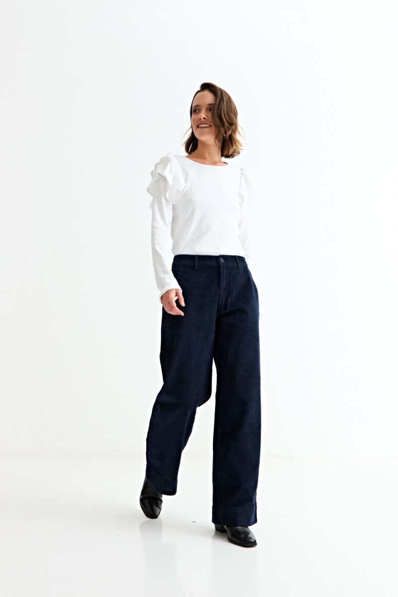Pantalón pana wide leg - Azul marino 