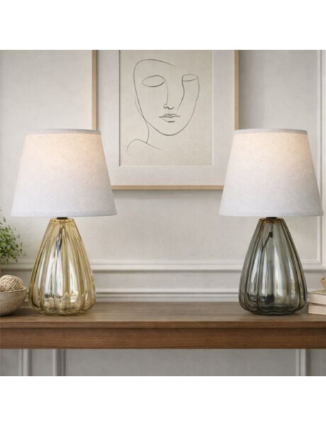 LAMPARA DE MESA VIDRIO D20x33CM GRIS LAMPARA DE MESA VIDRIO D20x33CM GRIS