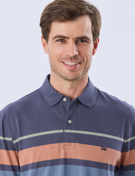 REMERA POLO RAYADA JERSEY Azul
