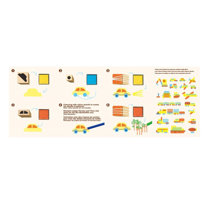 Vehículos Match Create: un kit de arte con sellos, multicolor Vehículos Match Create: un kit de arte con sellos, multicolor