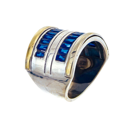 Anillo de plata 925, double en oro 18 ktes y circonias. Anillo de plata 925, double en oro 18 ktes y circonias.