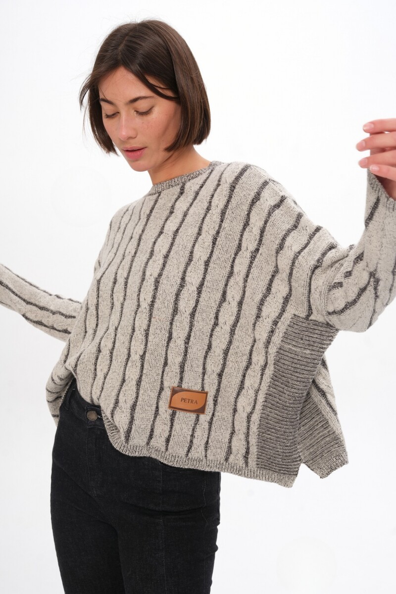 Sweater Oceano Crop Crudo/Negro