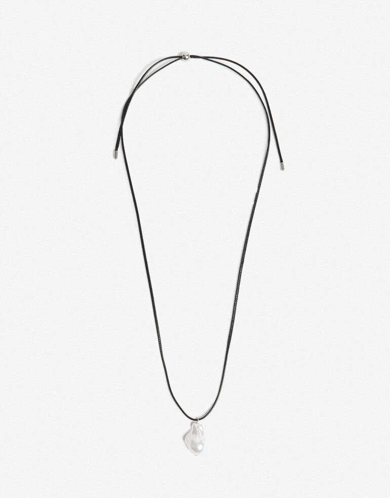 Collares Largos Perlas Set De Collares Metal Y Perla - Plateado Rodio
