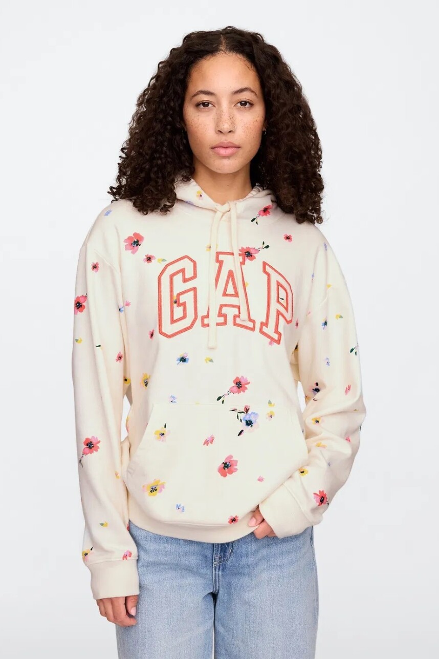 Buzo Canguro Logo Gap Sin Felpa Mujer White Ditsy Floral