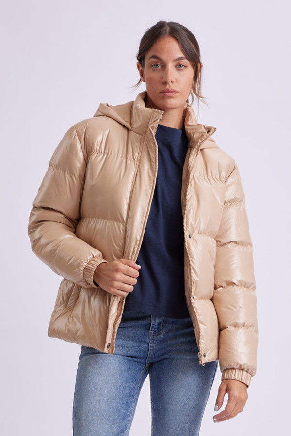 Campera de abrigo con capucha Taupe