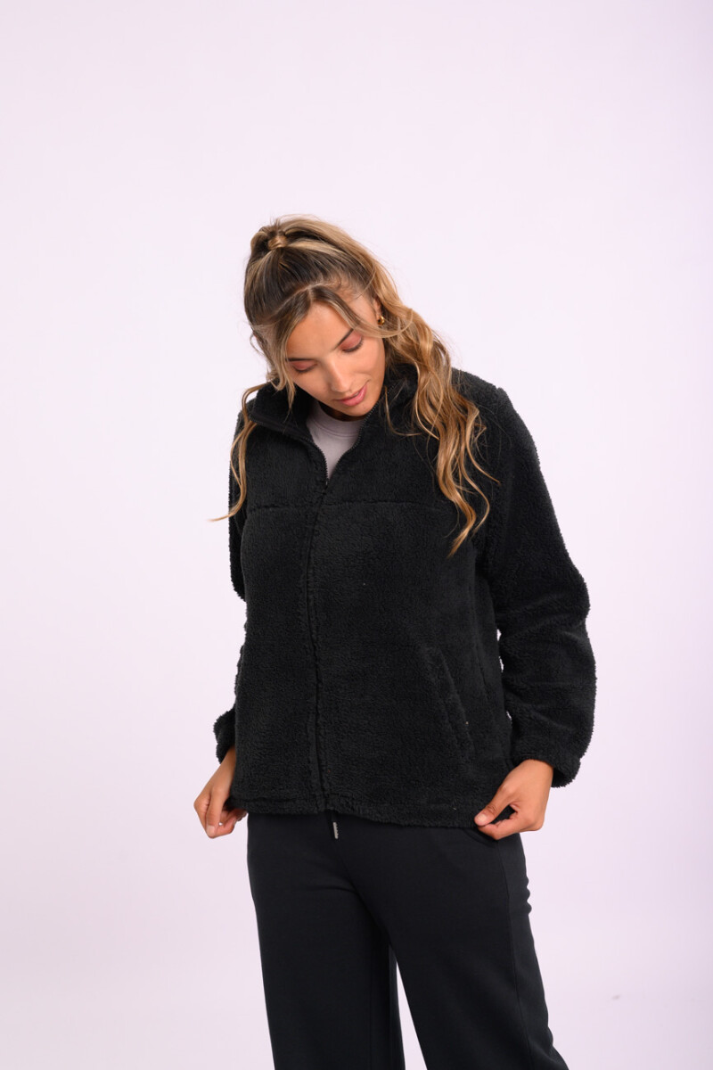 Campera de Sherpa Negro