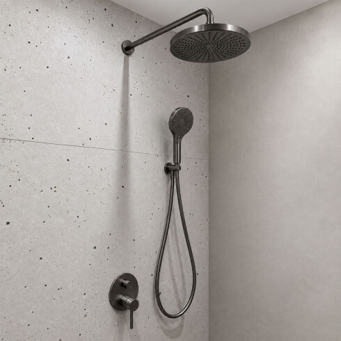 DUCHA DE EMPOTRAR MONOCOMANDO SATINADO-CEPILLADO SIGNATURE GRAFITO-GUNMETAL