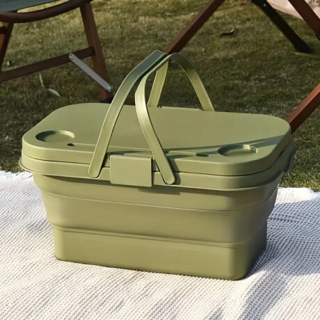 Cesta Canasta Plegable Para Picnic Verde