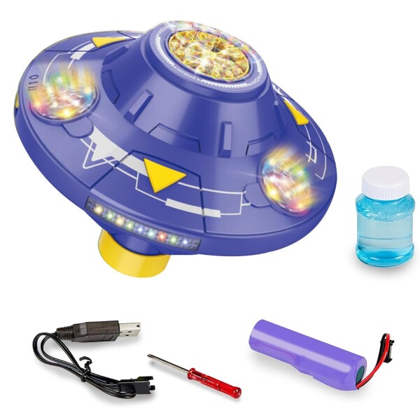 Burbujero Giratorio Automatico Con Luces Burbujas Recargable Variante Color Violeta