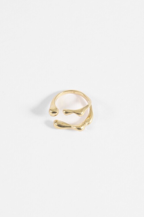 Anillo acero ajustable gota dorado