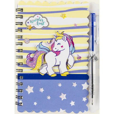 Libreta con Espiral Diseño Unicornio Amarillo