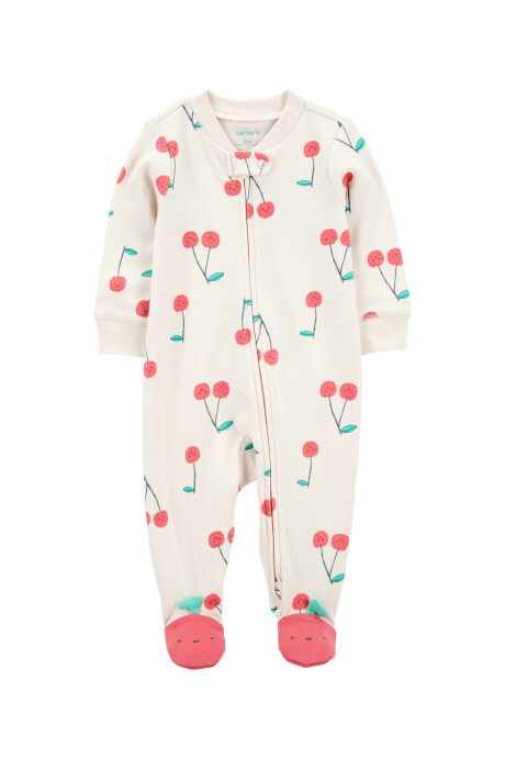 Pijama una pieza de algodón, con pie, diseño cerezas Sin color