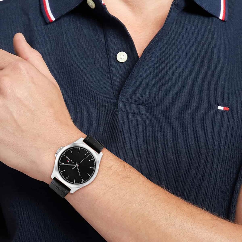 Reloj Tommy Hilfiger 1710550 para hombre de cuero Negro