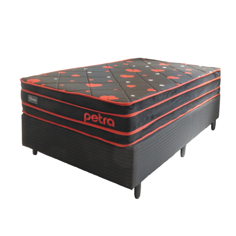 Sommier Colchón Petra Domus 1 Y 1/2 Plazas Espuma De Alta Densidad Reversible Color Negro/rojo(Pausa Sommier Colchón Petra Domus 1 Y 1/2 Plazas Espuma De Alta Densidad Reversible Color Negro/rojo(pausa
