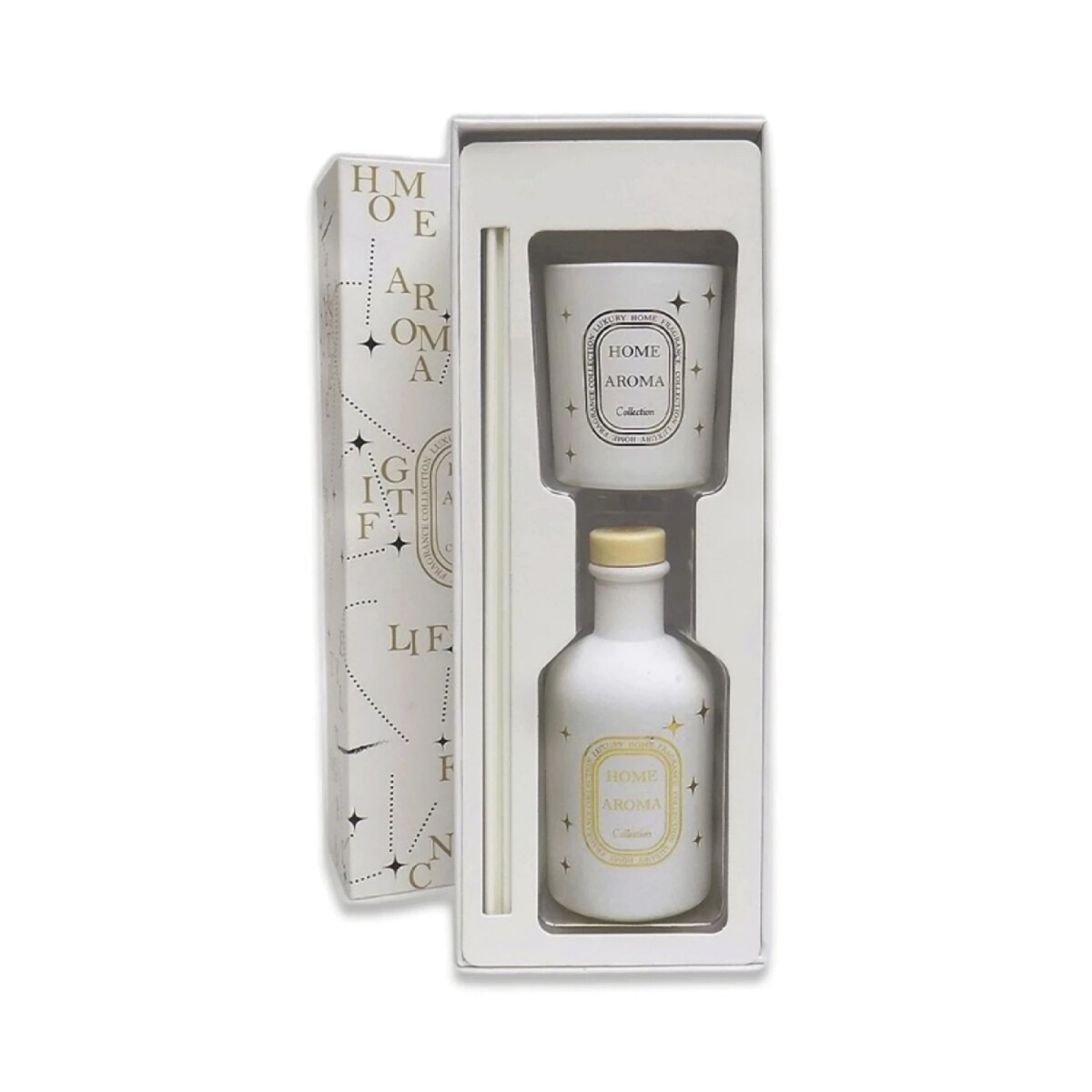 SET VELA AROMATICA 6x7CM + DIFUSOR 100ML BLANCO 