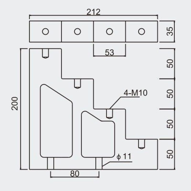 "AISLADOR P/ 4 BARRAS 50MM TIPO ESCALERA - ""T"" VCP" "AISLADOR P/ 4 BARRAS 50MM TIPO ESCALERA - ""T"" VCP"