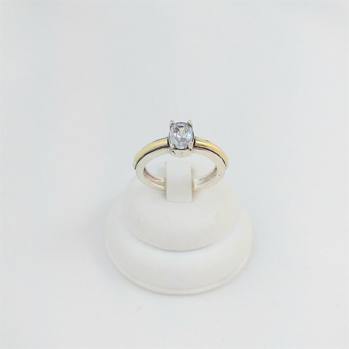 Anillo de plata 925 con double en oro 18k y circonia. IDEAL CINTILLO. 