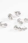 Set de aros gota bold plateado
