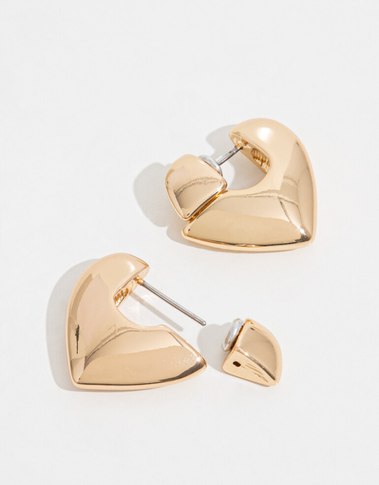 Aros Argollas Metal Argollas De Corazón - Dorado