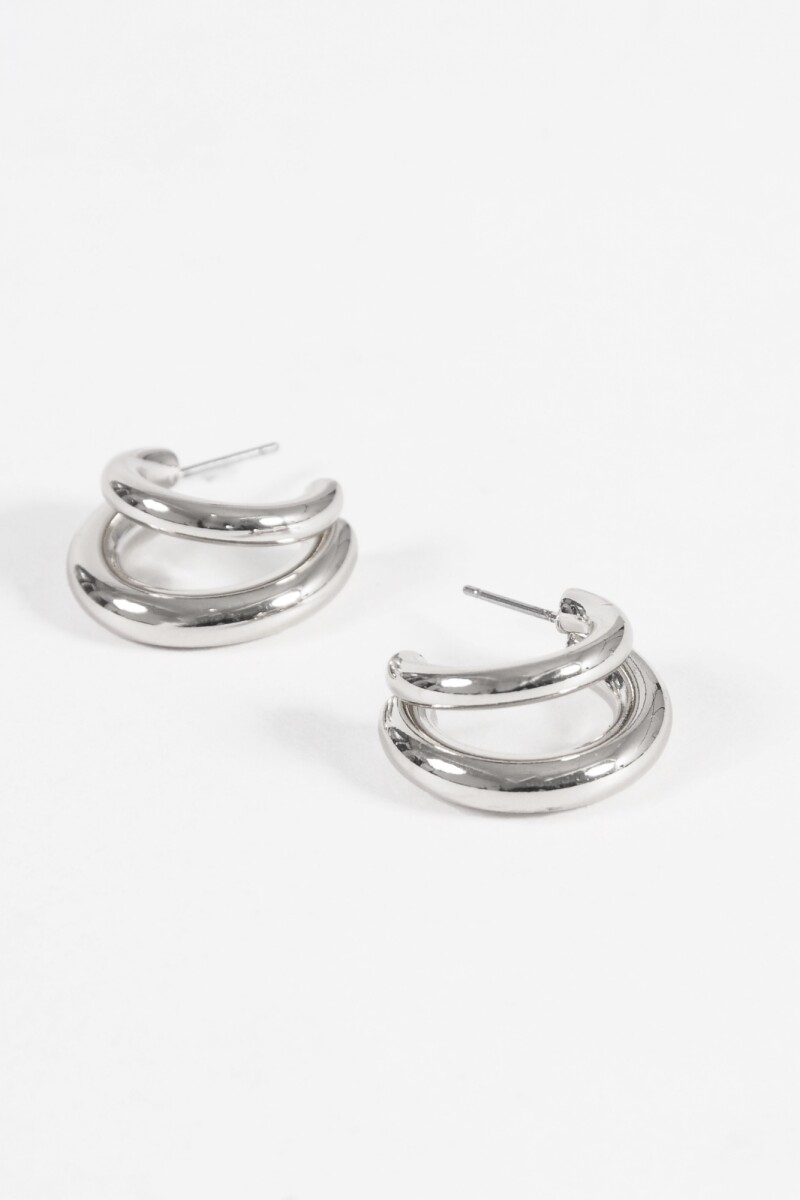 Aros doble metallic plateado