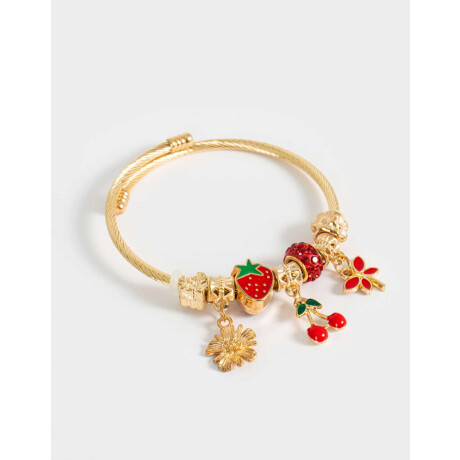 Pulsera Flexible Multicharm Frutas Dorado