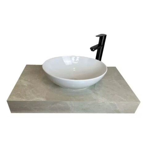 Mesada suspendida en porcelanato PERI 80 Beige Pulido y bacha de loza Mesada Suspendida En Porcelanato Peri 80 Beige Pulido Y Bacha De Loza