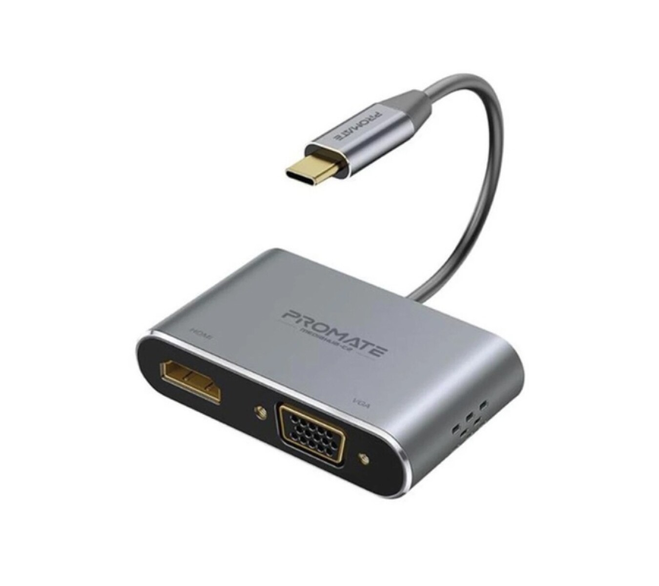 Adaptador Promate MediaHub-C2 USB-C a VGA Hdmi 4K 