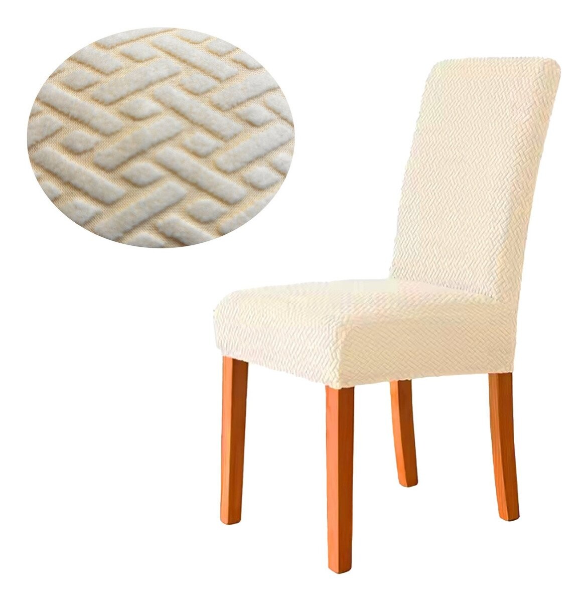 Funda Cubre Sillas Elastizado Lavable Tela Premium Textura ® - Variante Color Beige 