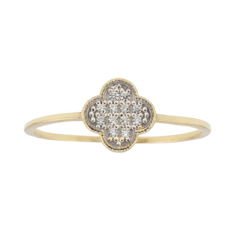 Anillo Trébol Sutil en Oro 18k con circonias Anillo Trébol Sutil en Oro 18k con circonias
