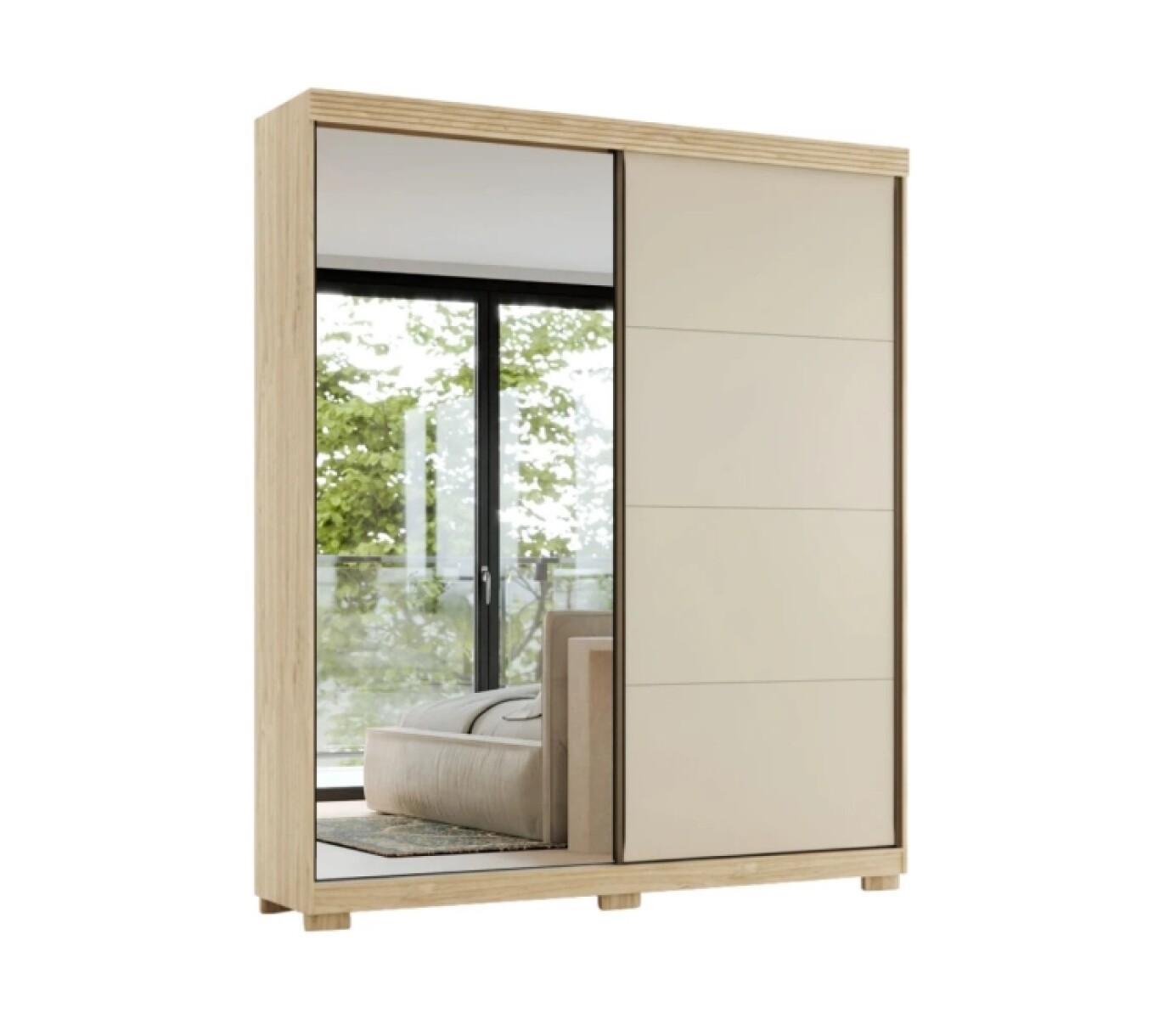 Ropero 2 Pueras Corredizas Con Espejo Sierra 