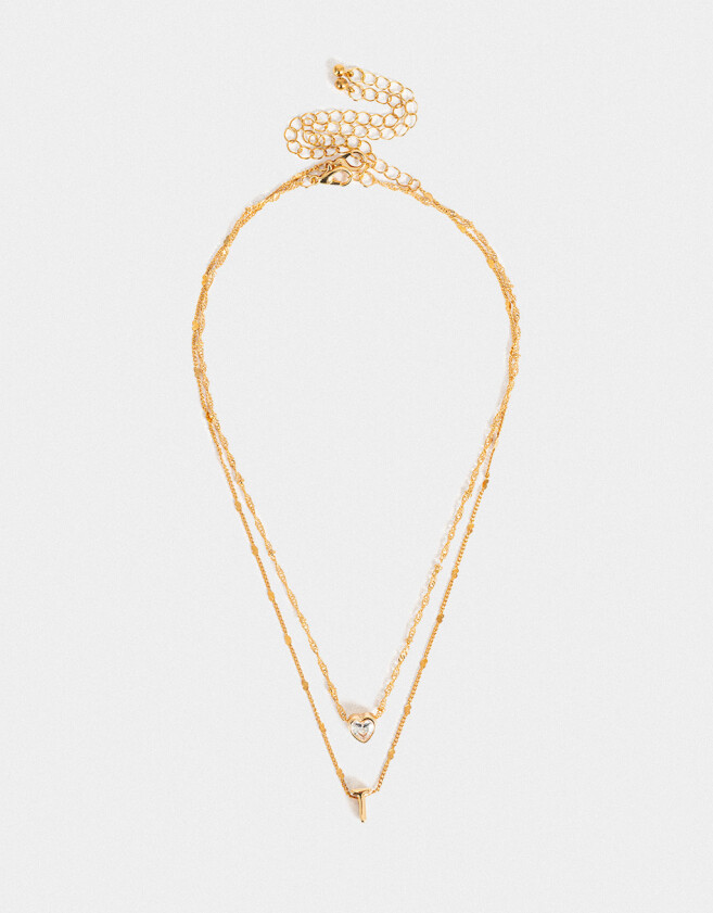 Collares Cortos Con cubic zirconia Collar Corto Cubic Inicial "t" - Dorado