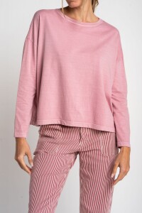 Remera Manga Larga Lavada Rosa