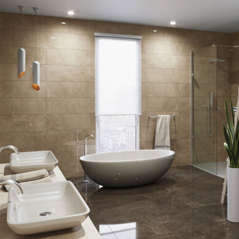 Ceramica Beige Marmolado Brillo 30X90Cm Pared GAMAS DE BEIGE