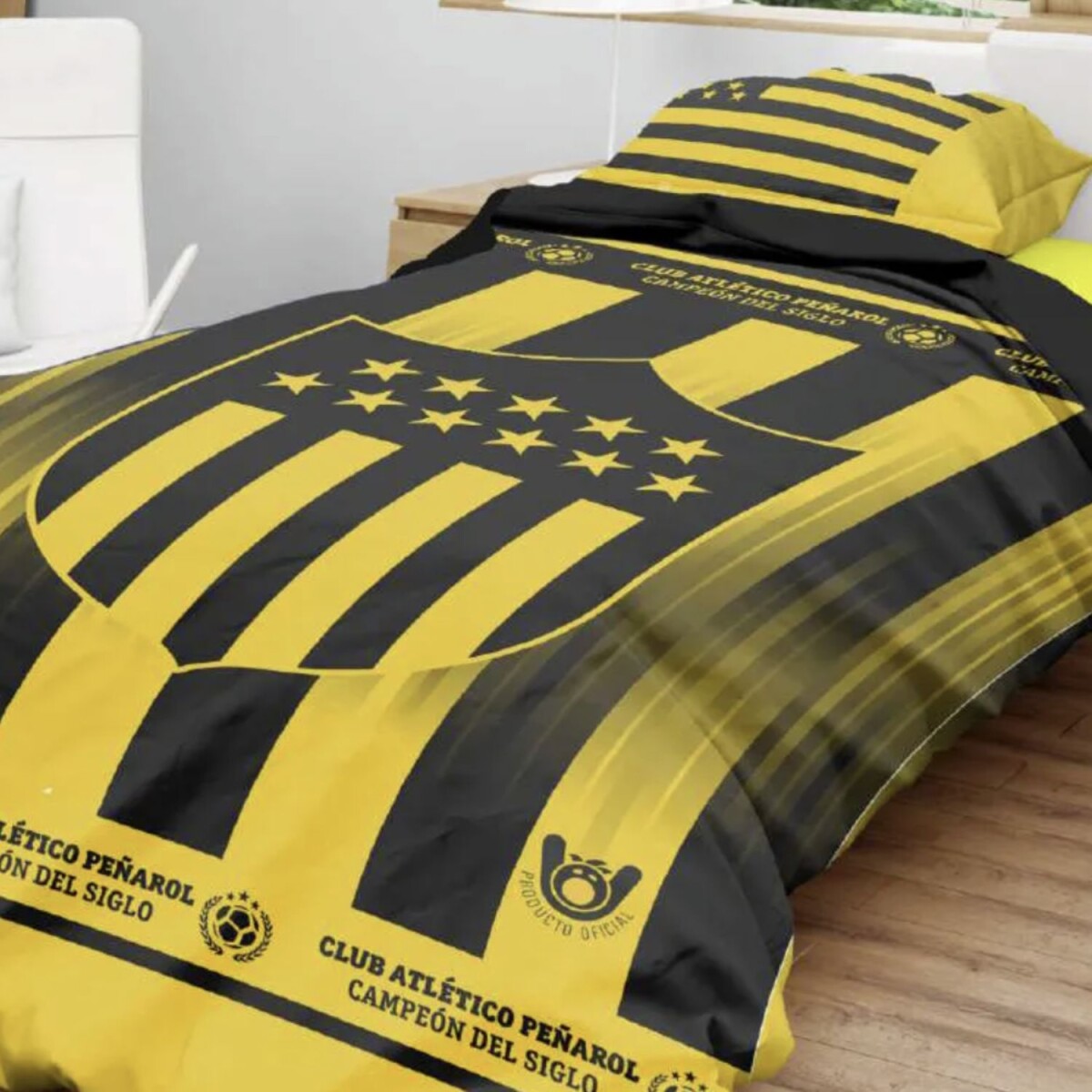 Juego de sábanas 1 240cm x 160cm plaza Nacional o Peñarol - PEÑAROL ESCUDO GRANDE 