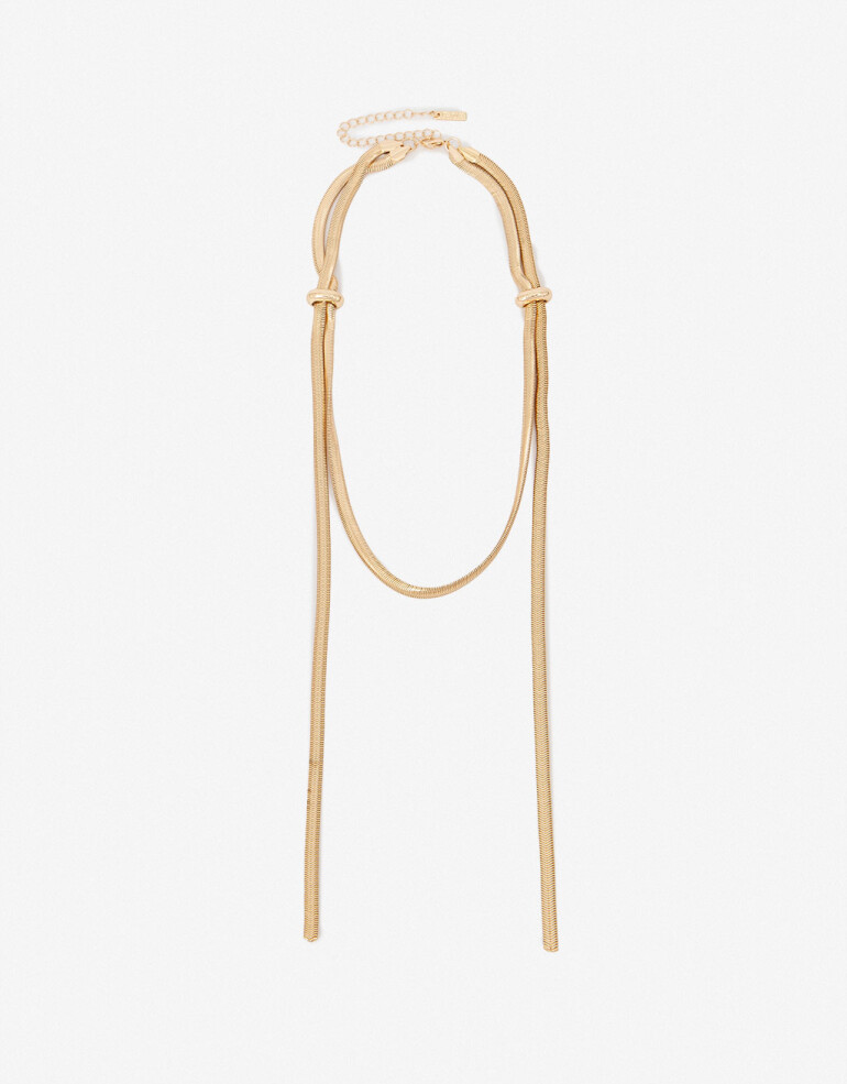 Collares Largos Metal Collar Largo De Metal - Dorado