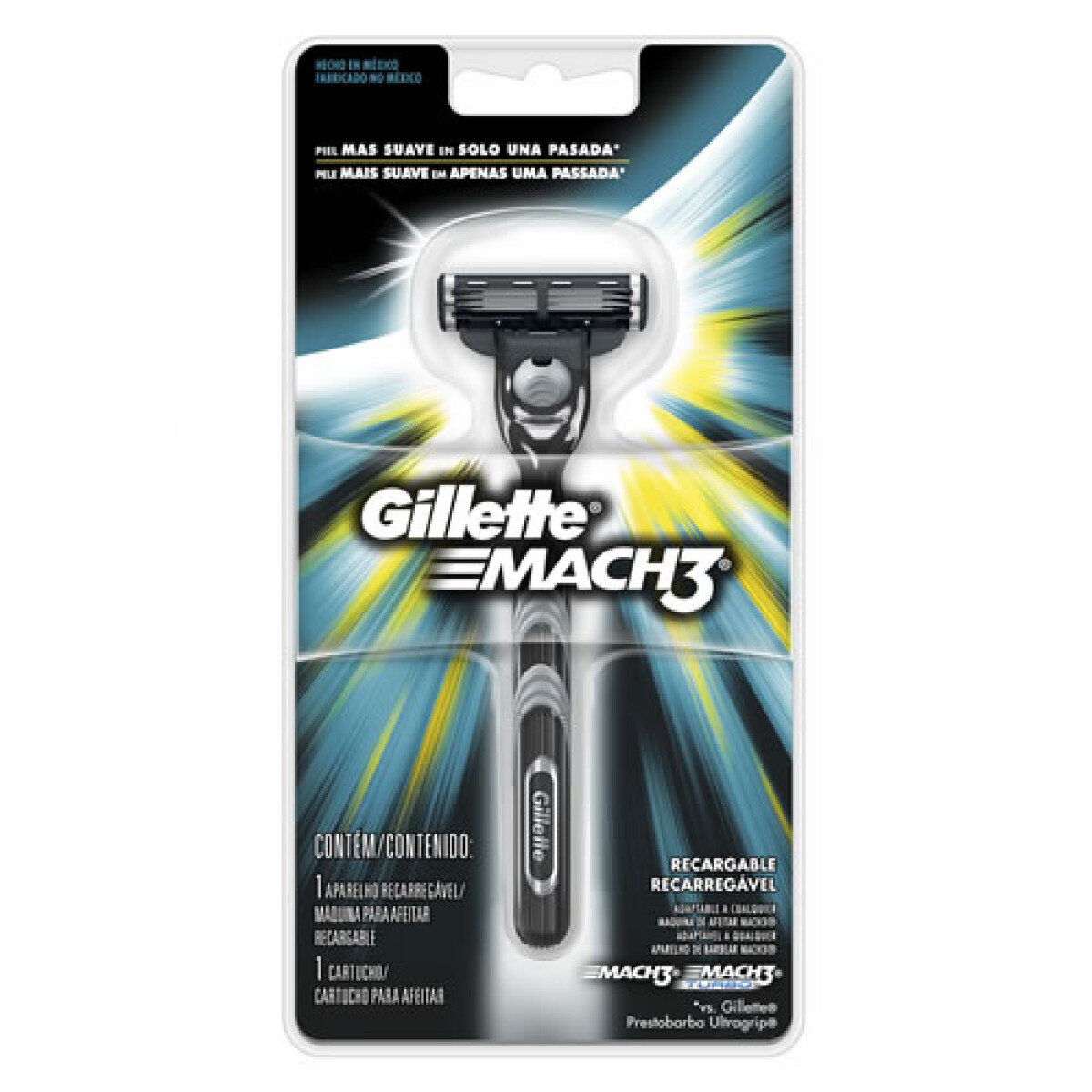 Gillette Mach 3 Máquina + 1 Repuesto – Afeitado Suave y Preciso