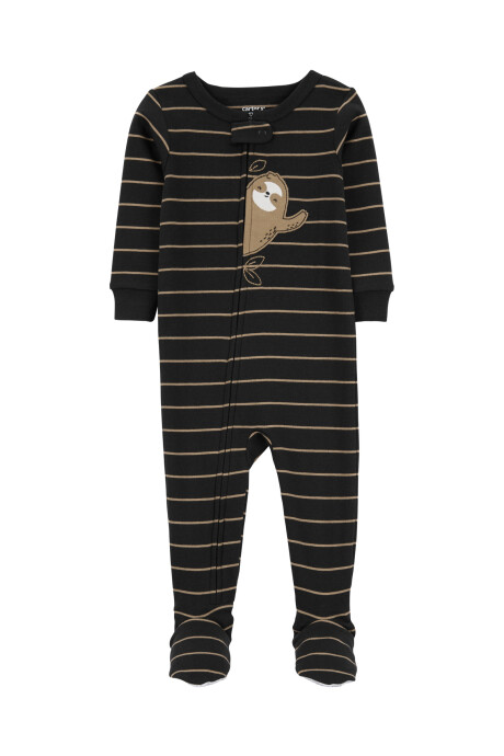 Pijama una pieza de algodón, con pie y estampa perezoso Sin color