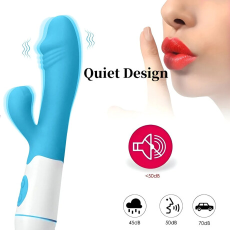 Vibrador Con Doble Estímulo Desing Recargable USB Celeste