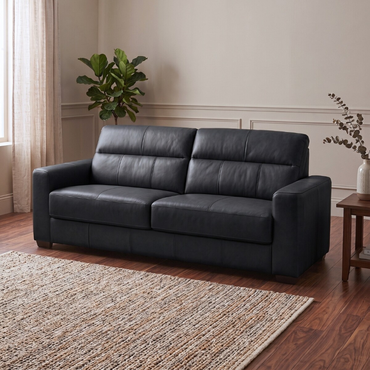 Sillón 100% Cuero - 2 Cuerpos - Sublime - Negro 