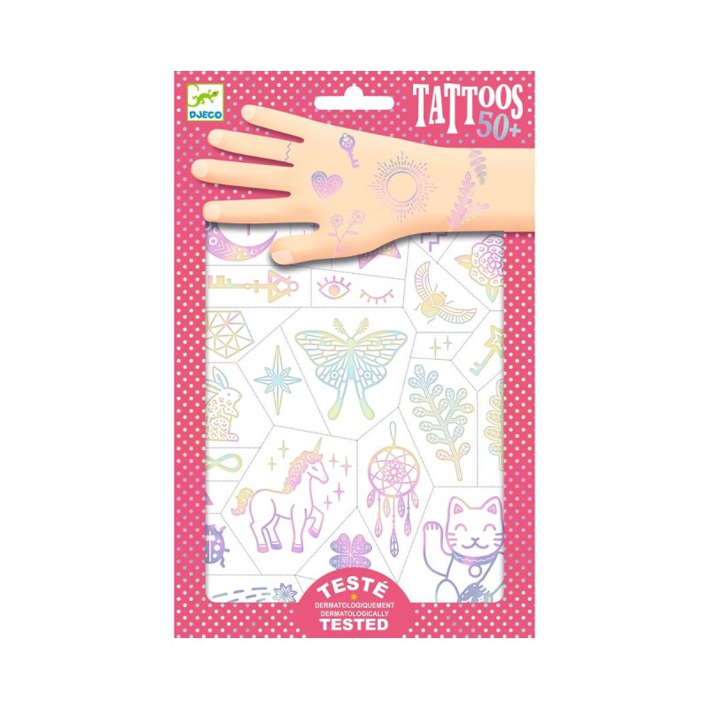 Set x50 Tatuajes removibles para niños Amuletos de la suerte