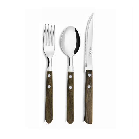 Set X3 Cubiertos Mango de Madera Simonaggio U