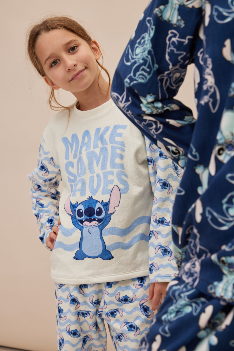 Pijama infantil stitch con manga larga pantalon - Celeste 