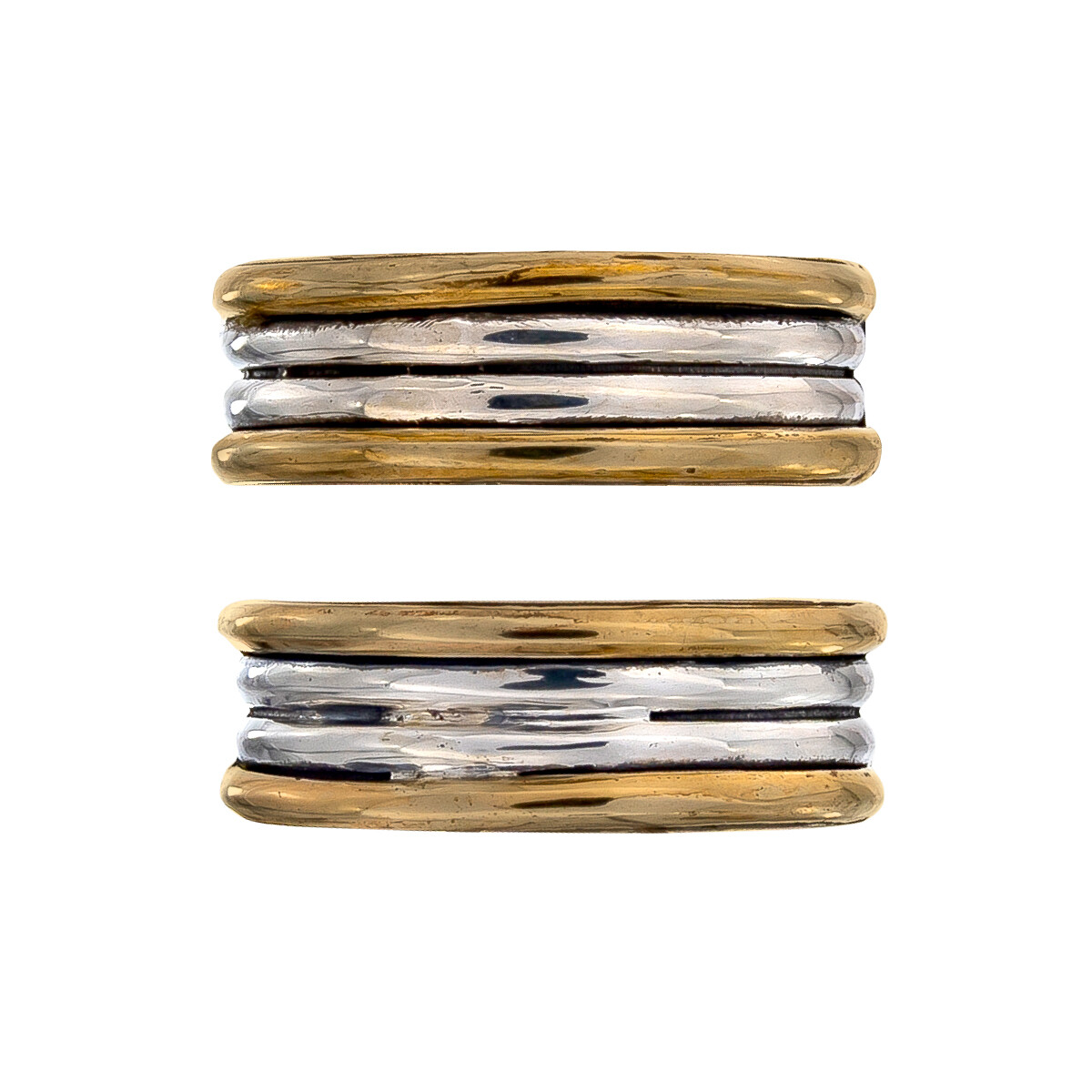 Par de alianzas de plata 925 y double en oro 18 ktes. 